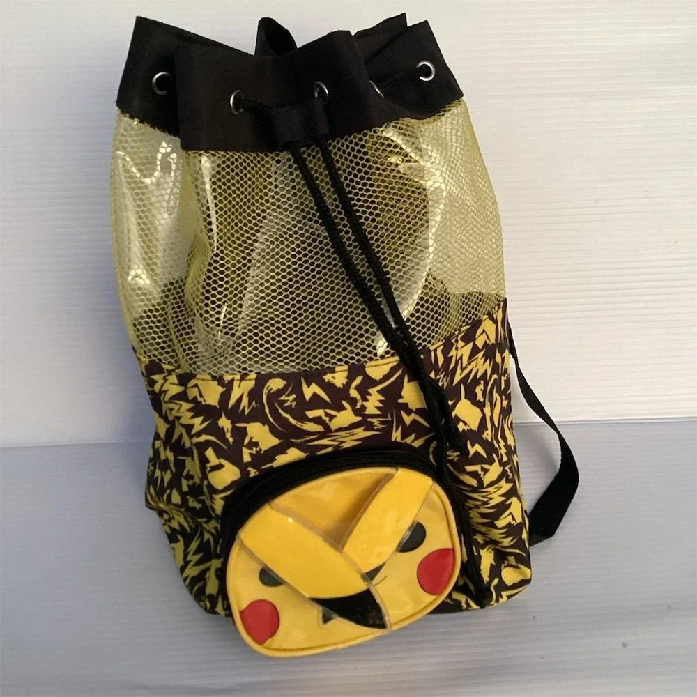 Pokemon Pikachu Drawstring Backpack Kids‎ Medium Multicolor 3D Ears